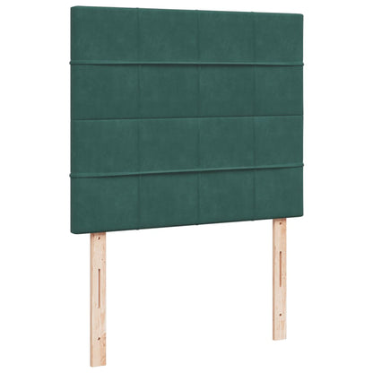 Cama boxspring com colchão 120x190 cm veludo verde-escuro