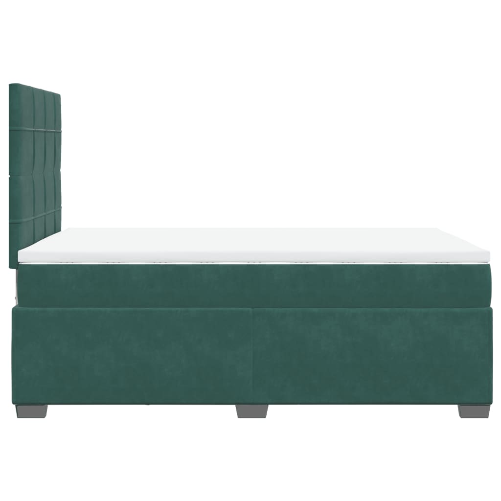 Cama boxspring com colchão 120x190 cm veludo verde-escuro