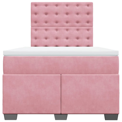 Cama boxspring com colchão 120x190 cm veludo rosa