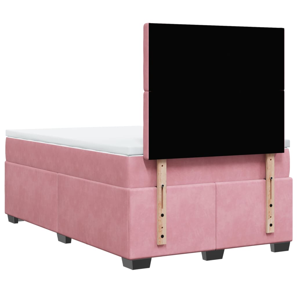 Cama boxspring com colchão 120x190 cm veludo rosa