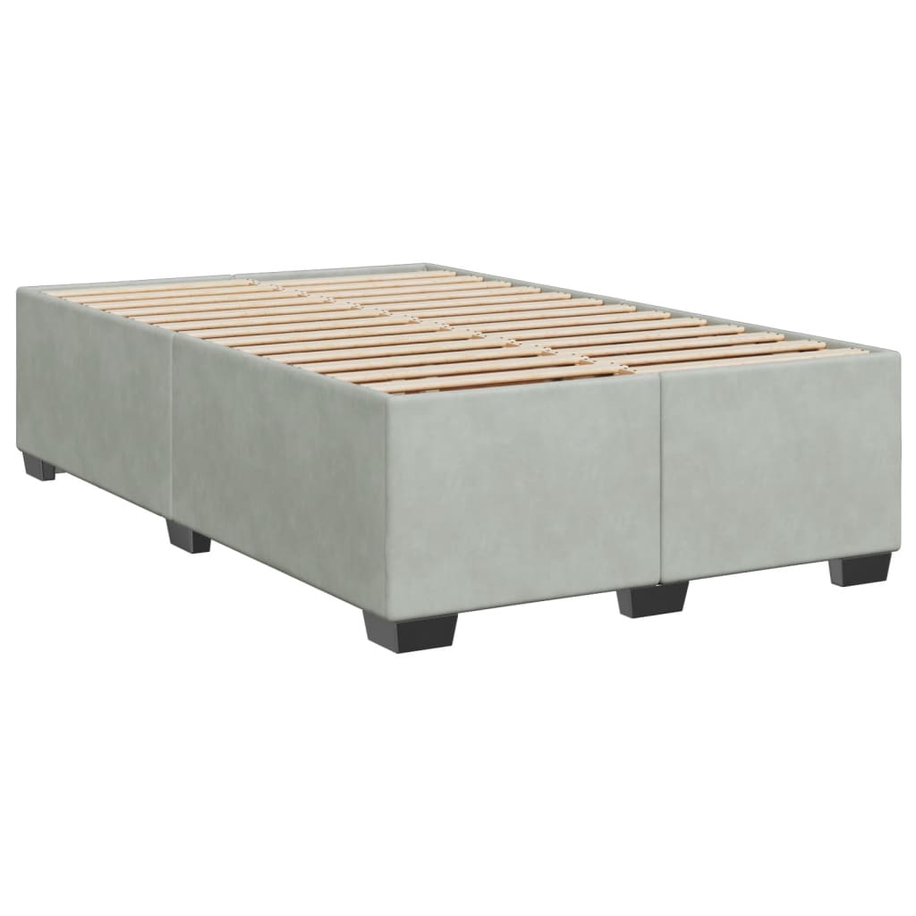 Cama boxspring c/ colchão 120x200 cm veludo cinzento-claro