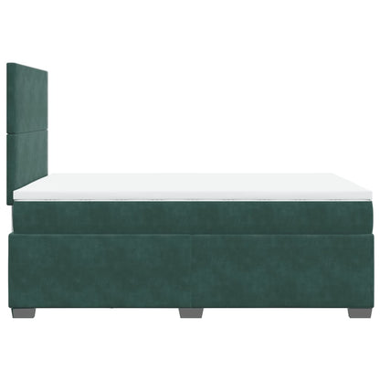 Cama boxspring com colchão 120x200 cm veludo verde-escuro