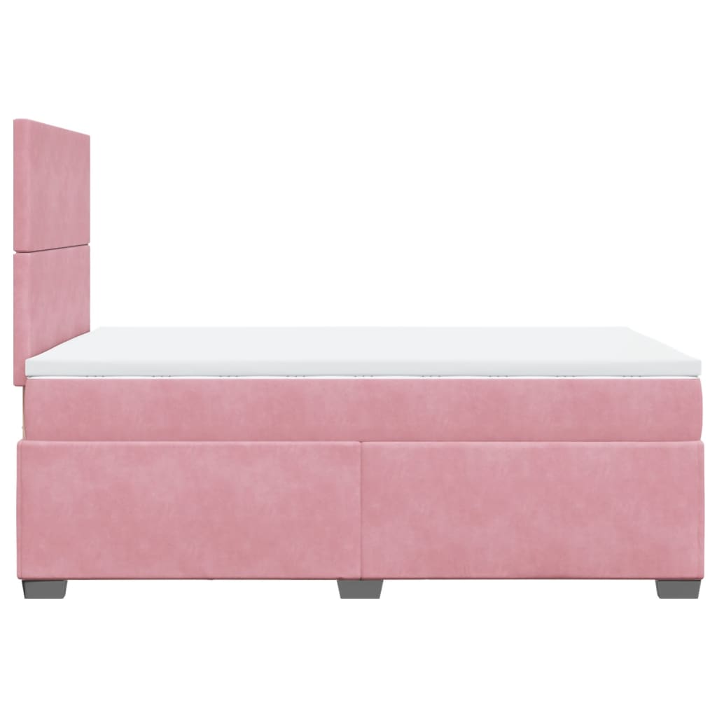 Cama boxspring com colchão 120x200 cm veludo rosa