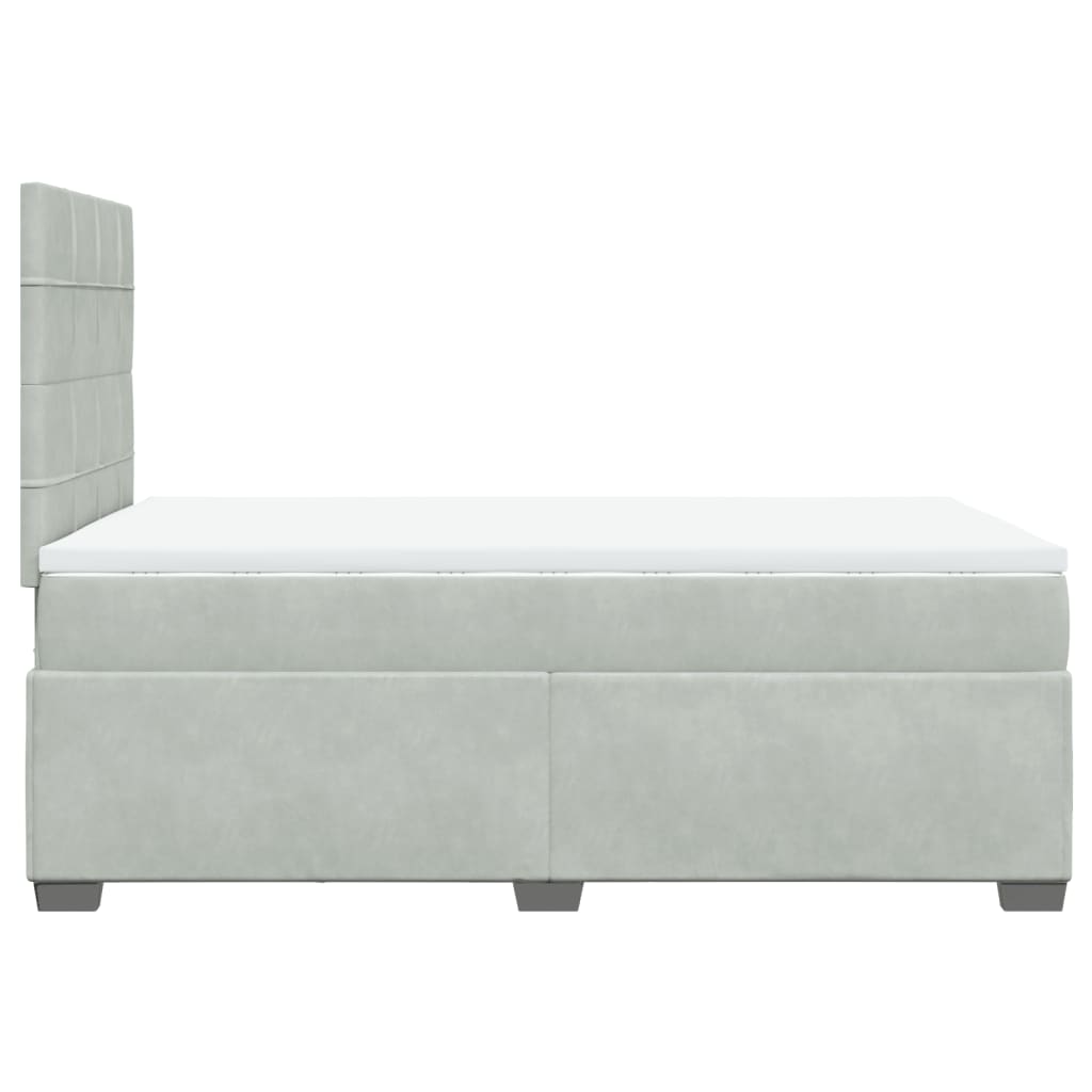 Cama boxspring c/ colchão 120x200 cm veludo cinzento-claro