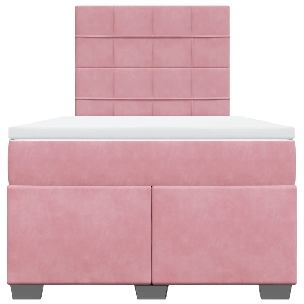 Cama boxspring com colchão 120x200 cm veludo rosa