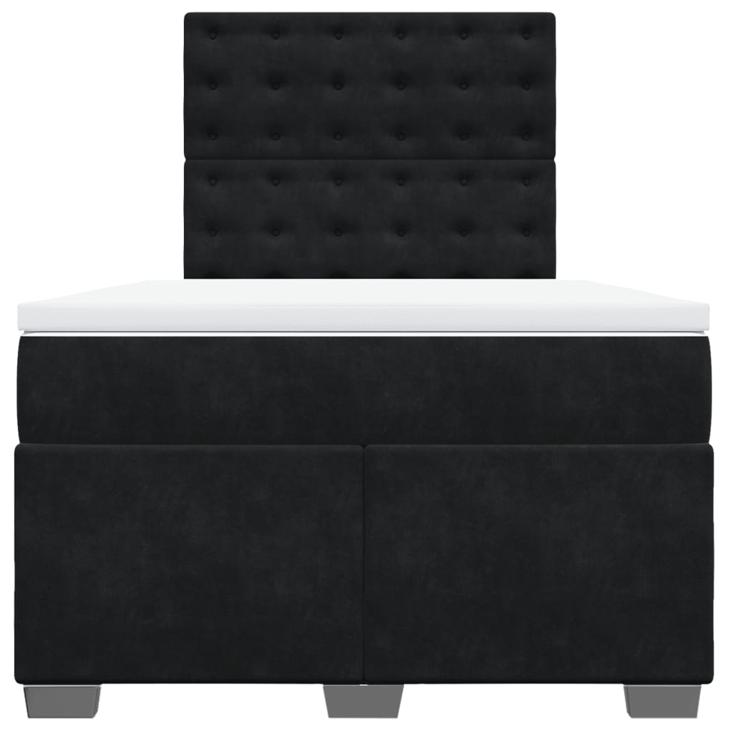 Cama boxspring com colchão 120x200 cm veludo preto