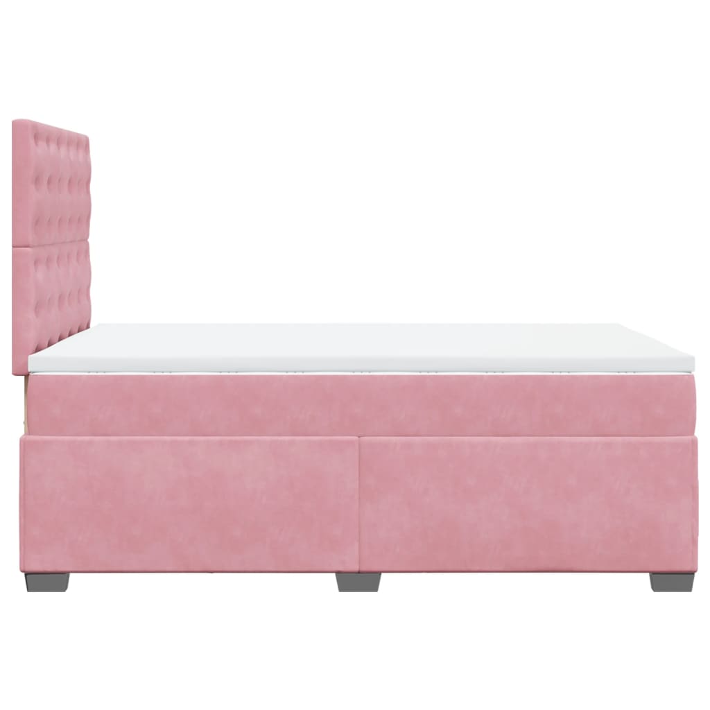 Cama boxspring com colchão 120x200 cm veludo rosa