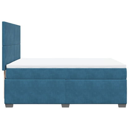 Cama boxspring com colchão 140x190 cm veludo azul