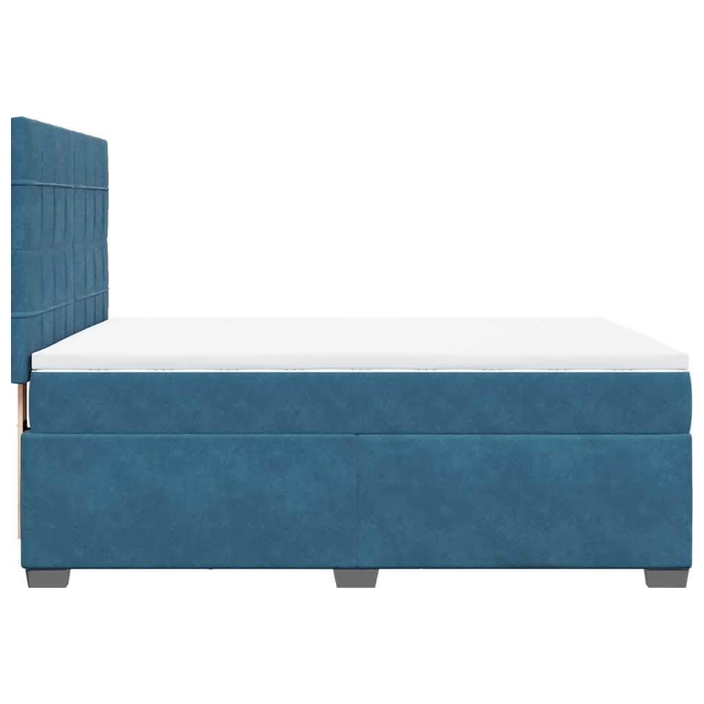 Cama boxspring com colchão 140x190 cm veludo azul