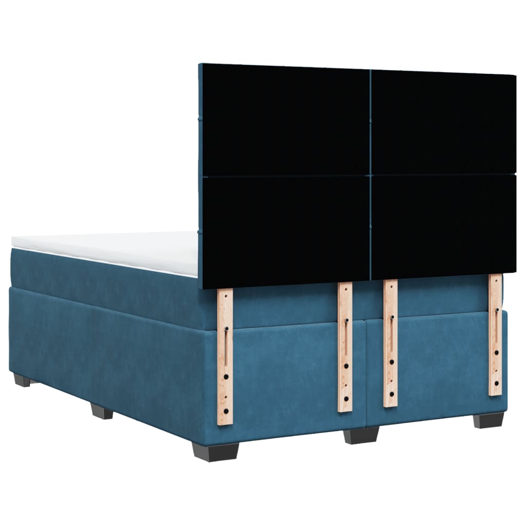 Cama boxspring com colchão 140x190 cm veludo azul