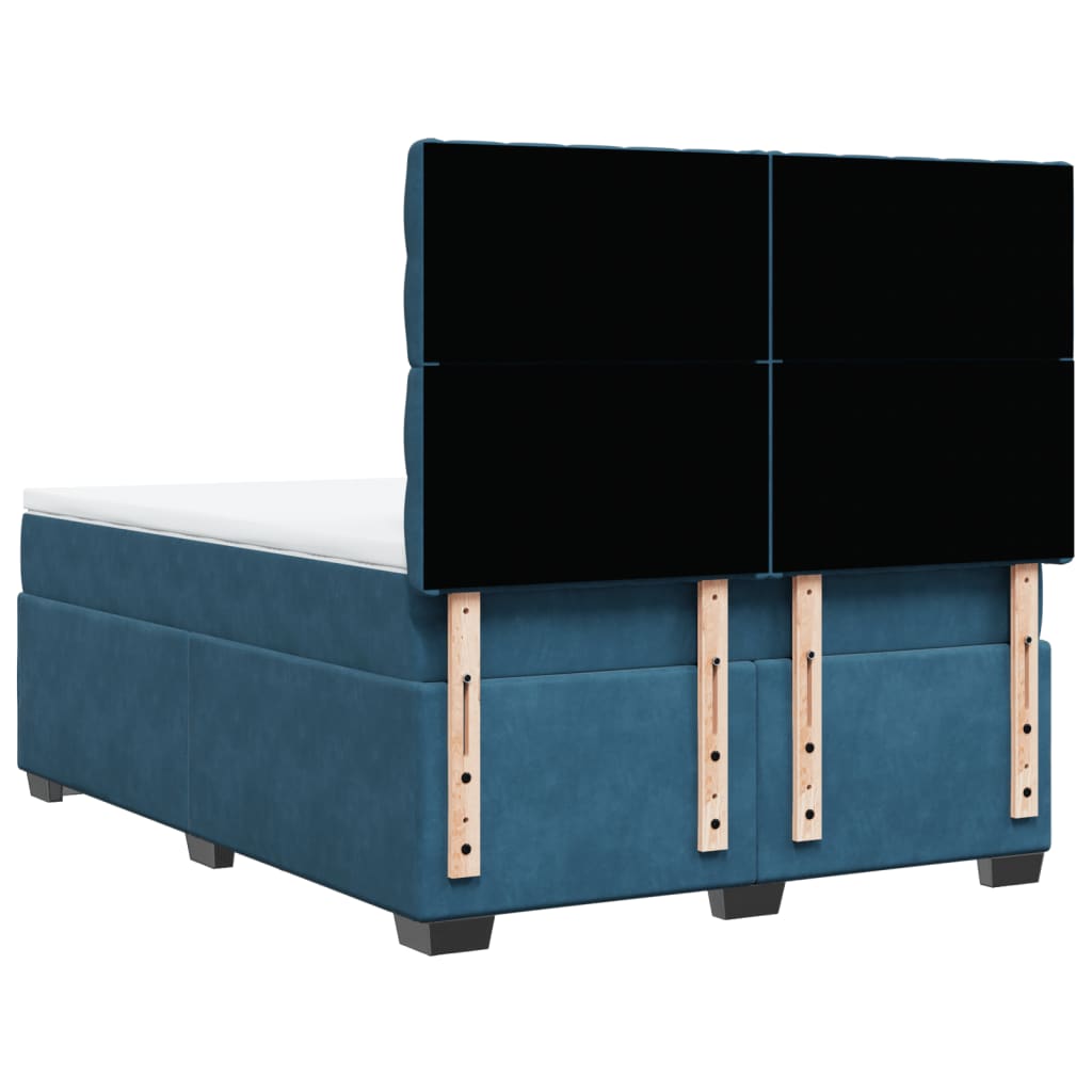 Cama boxspring com colchão 140x190 cm veludo azul