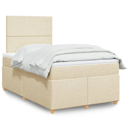 Cama boxspring com colchão 120x190 cm tecido cor creme