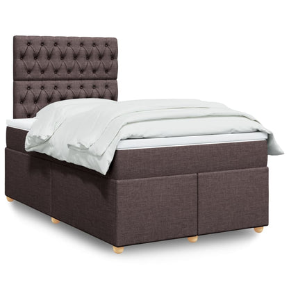 Cama boxspring com colchão 120x190 cm tecido castanho-escuro