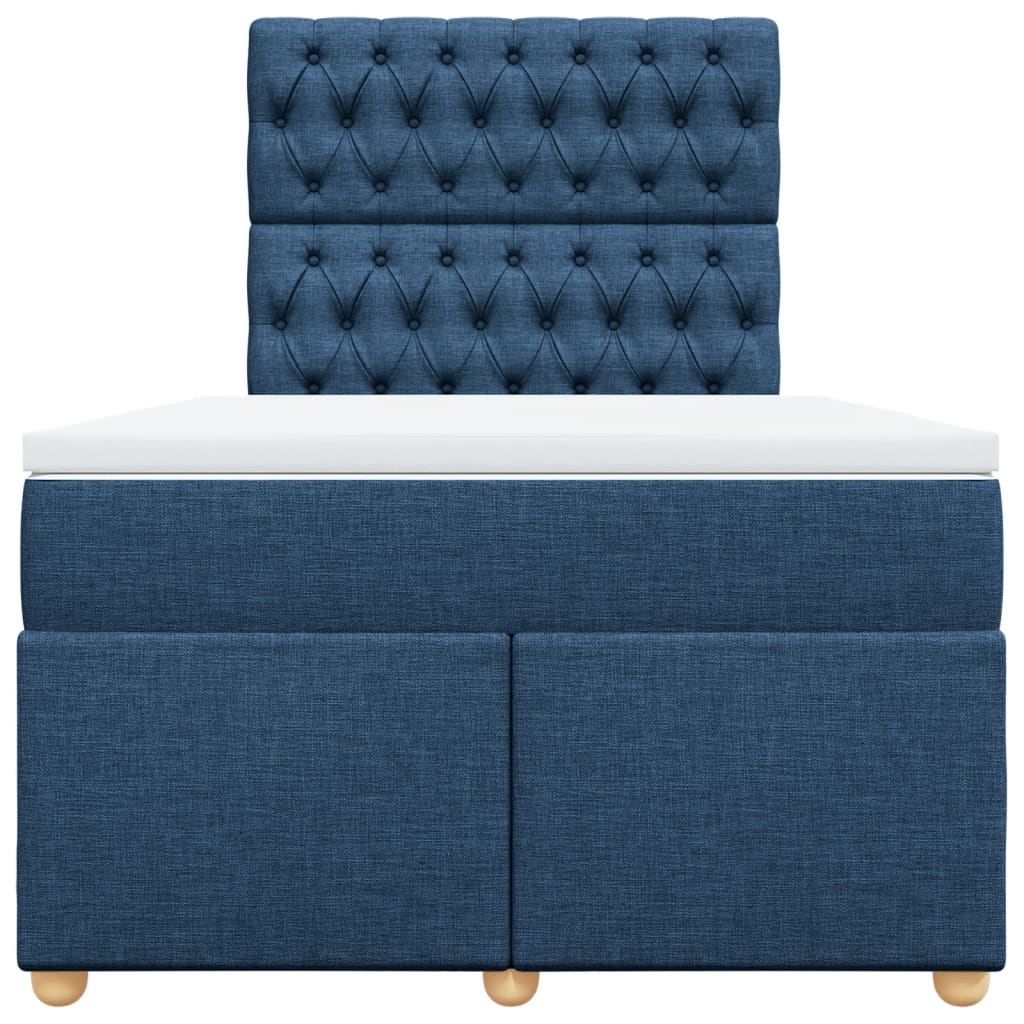 Cama boxspring com colchão 120x190 cm tecido azul