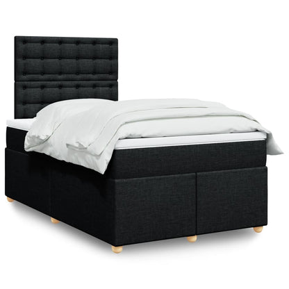 Cama boxspring com colchão 120x190 cm tecido preto