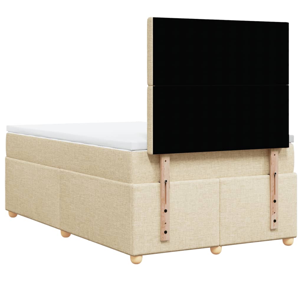 Cama boxspring com colchão 120x190 cm tecido cor creme