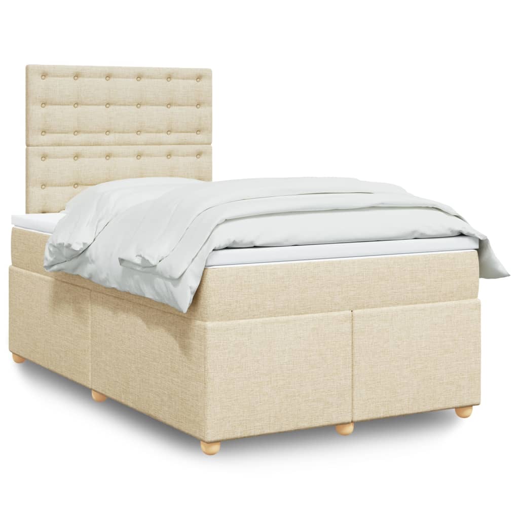 Cama boxspring com colchão 120x190 cm tecido cor creme