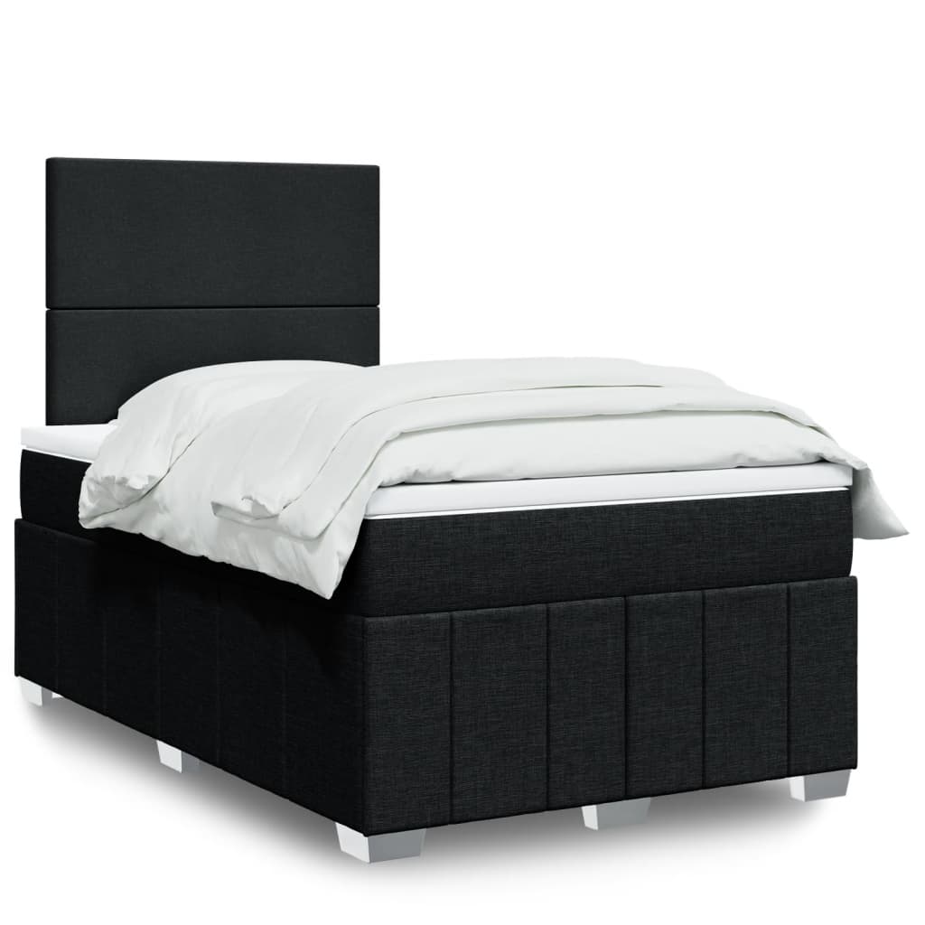 Cama boxspring com colchão 120x190 cm tecido preto