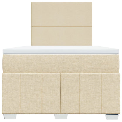 Cama boxspring com colchão 120x190 cm tecido cor creme