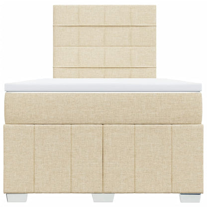 Cama boxspring com colchão 120x190 cm tecido cor creme