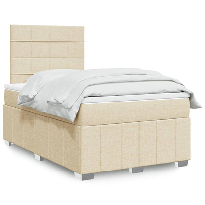 Cama boxspring com colchão 120x190 cm tecido cor creme