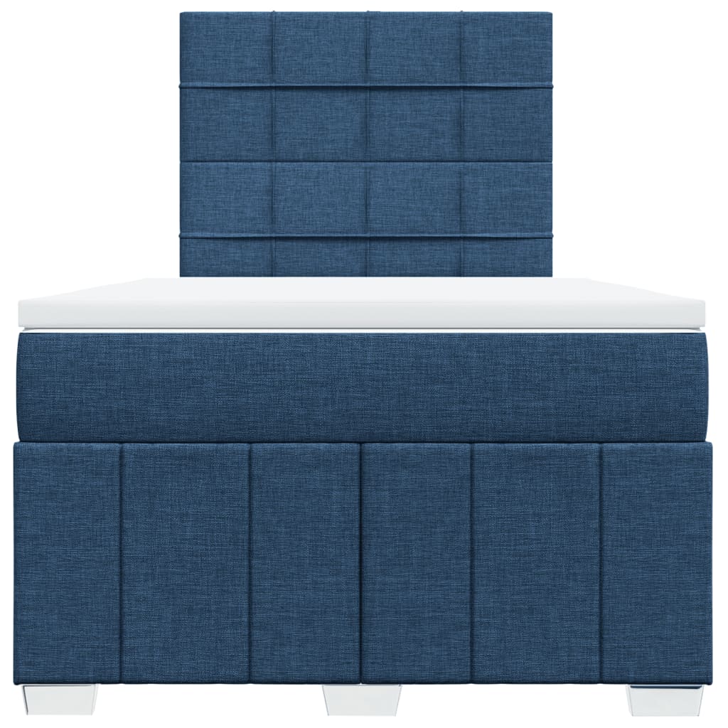 Cama boxspring com colchão 120x190 cm tecido azul