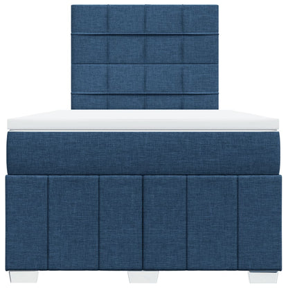 Cama boxspring com colchão 120x190 cm tecido azul