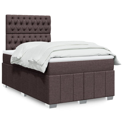 Cama boxspring com colchão 120x190 cm tecido castanho-escuro