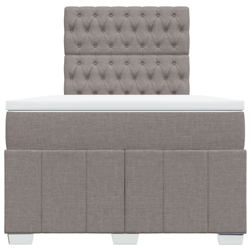 Cama boxspring c/ colchão 120x190cm tecido castanho-acinzentado