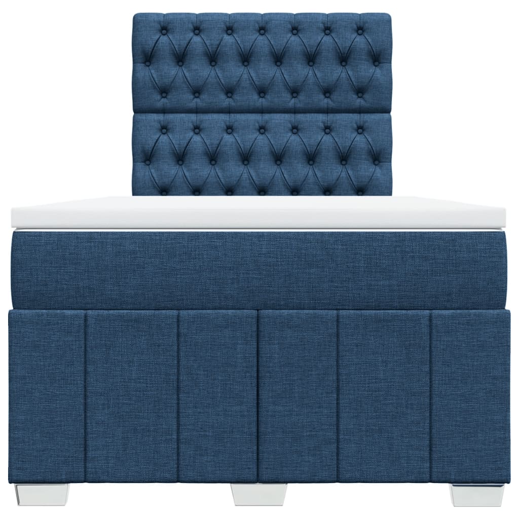 Cama boxspring com colchão 120x190 cm tecido azul