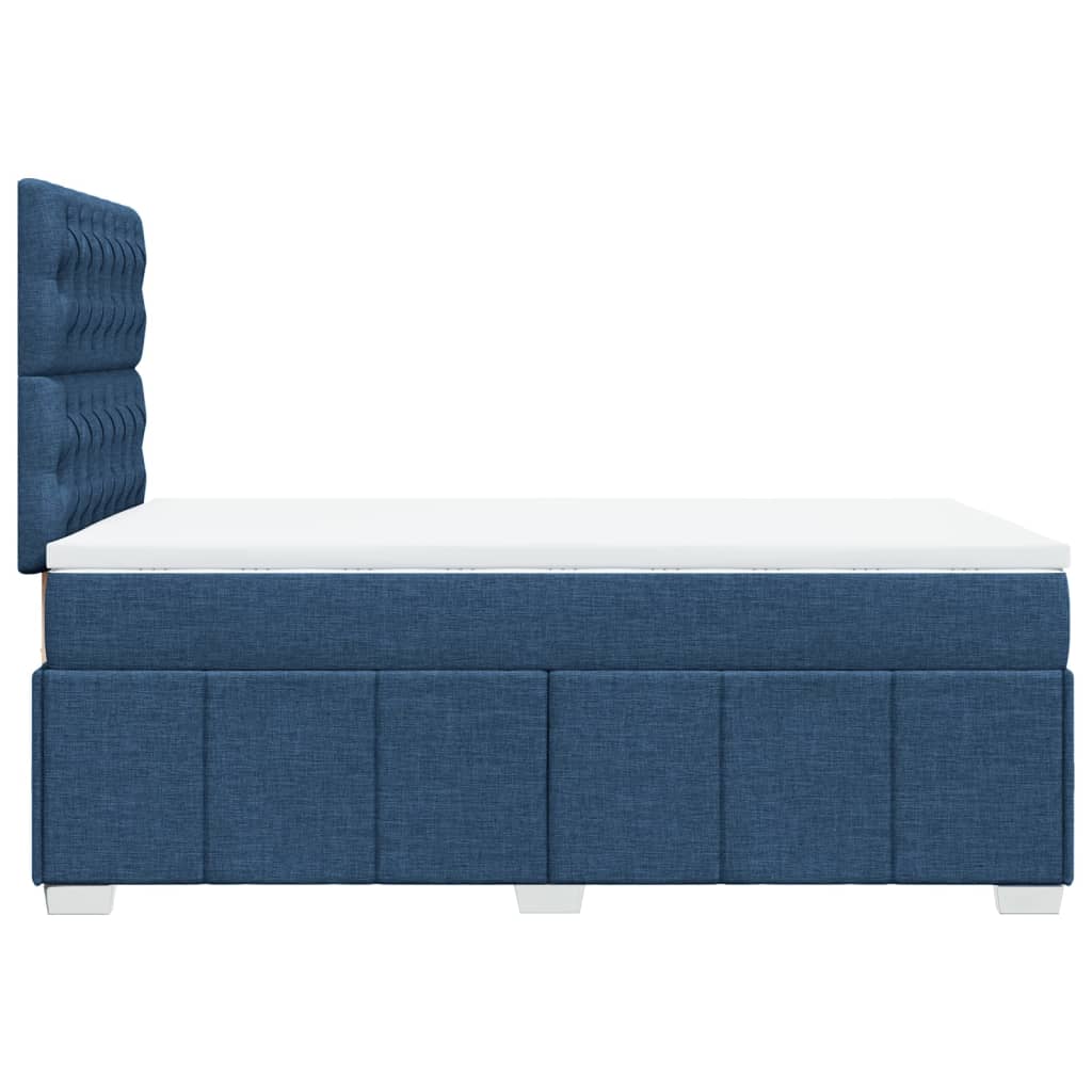 Cama boxspring com colchão 120x190 cm tecido azul