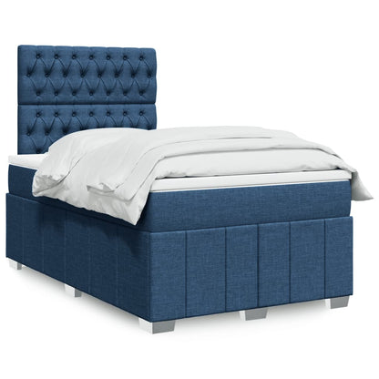 Cama boxspring com colchão 120x190 cm tecido azul