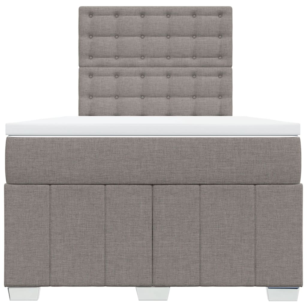 Cama boxspring c/ colchão 120x190cm tecido castanho-acinzentado