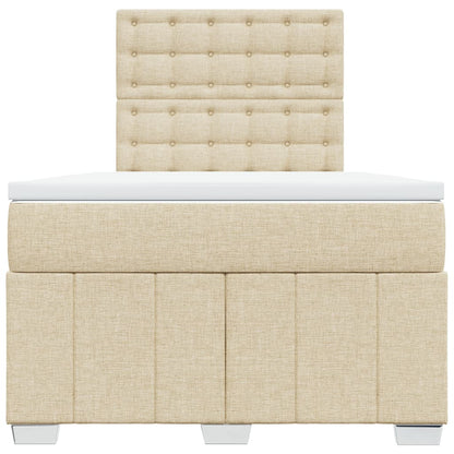 Cama boxspring com colchão 120x190 cm tecido cor creme