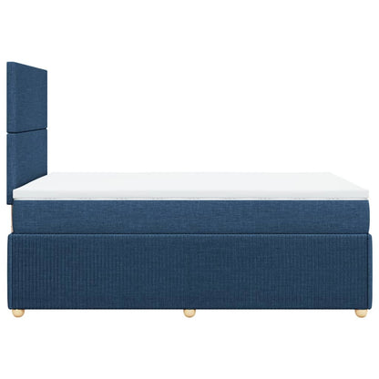 Cama boxspring com colchão 120x190 cm tecido azul