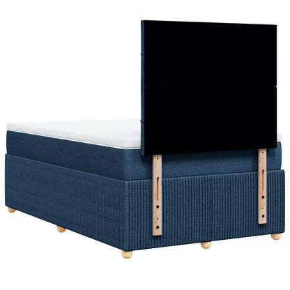 Cama boxspring com colchão 120x190 cm tecido azul