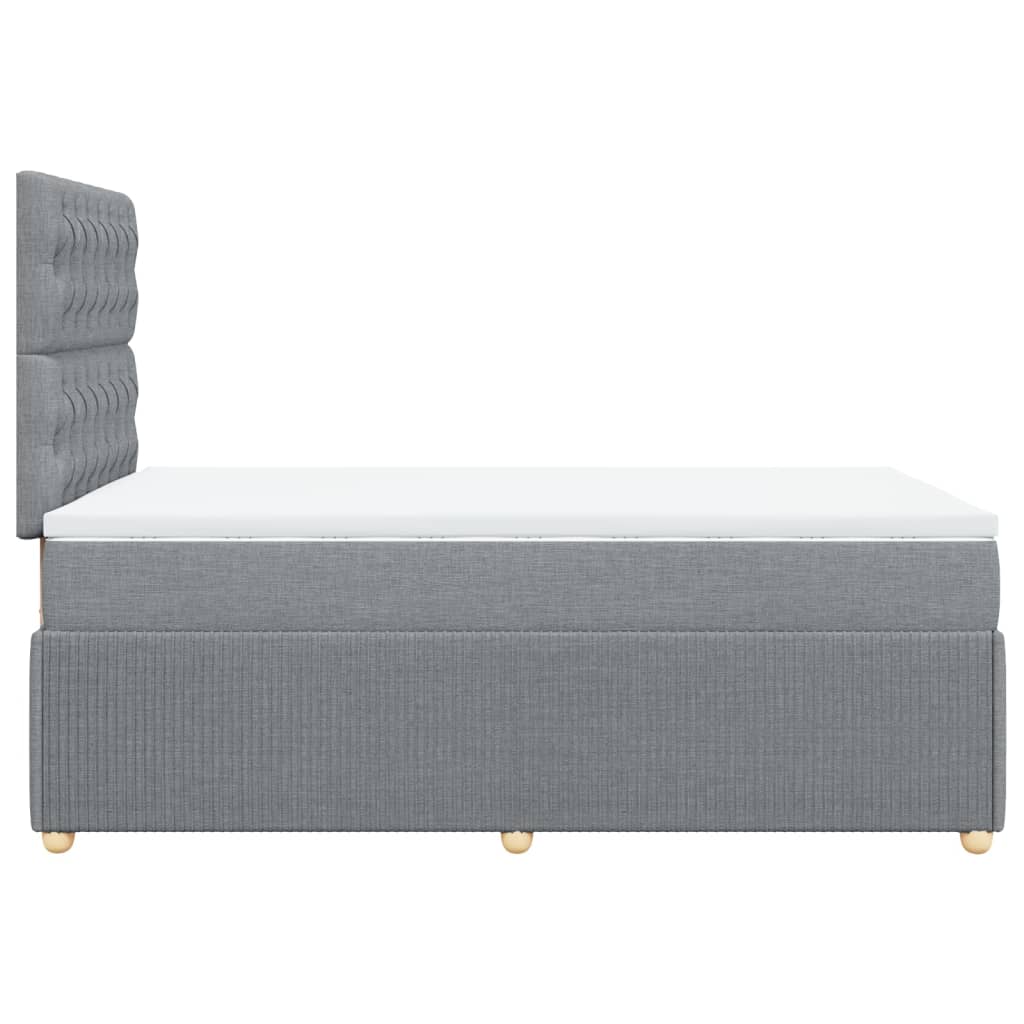 Cama boxspring com colchão 120x190 cm tecido cinzento-claro