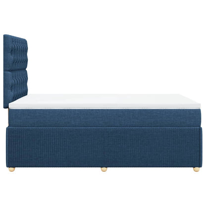 Cama boxspring com colchão 120x190 cm tecido azul