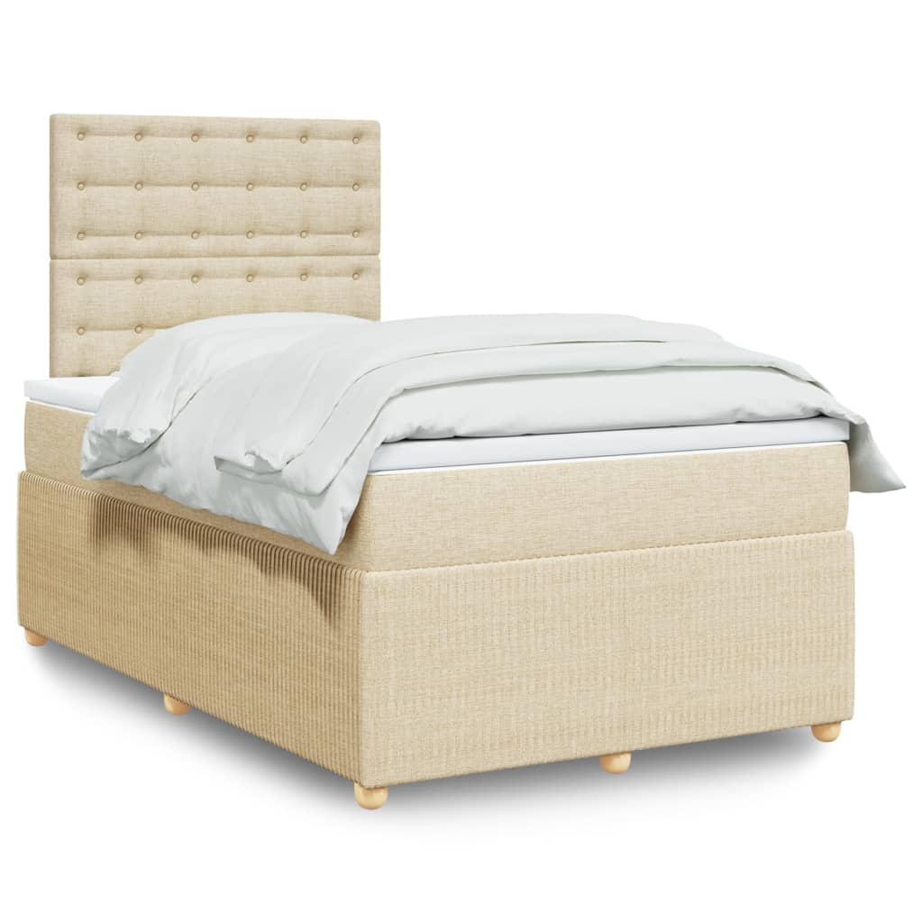 Cama boxspring com colchão 120x190 cm tecido cor creme