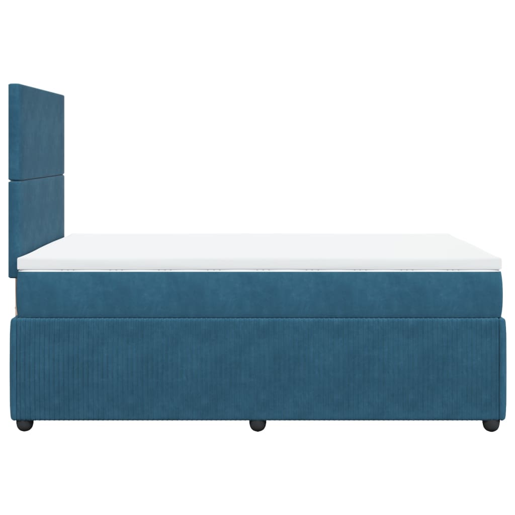 Cama boxspring com colchão 120x190 cm veludo azul-escuro