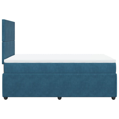 Cama boxspring com colchão 120x190 cm veludo azul-escuro