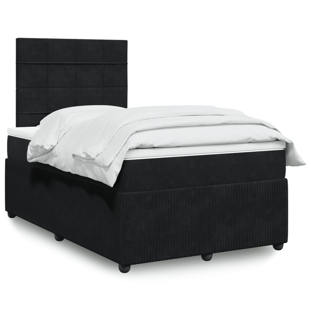 Cama boxspring com colchão 120x190 cm veludo preto