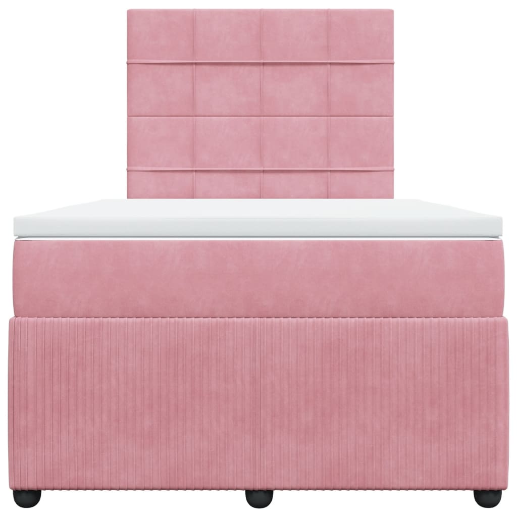 Cama boxspring com colchão 120x190 cm veludo rosa