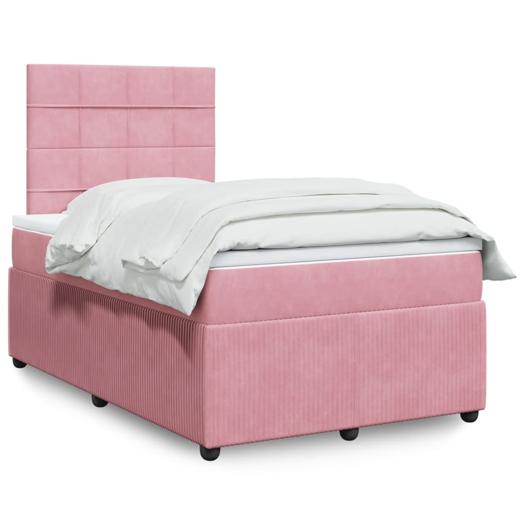 Cama boxspring com colchão 120x190 cm veludo rosa