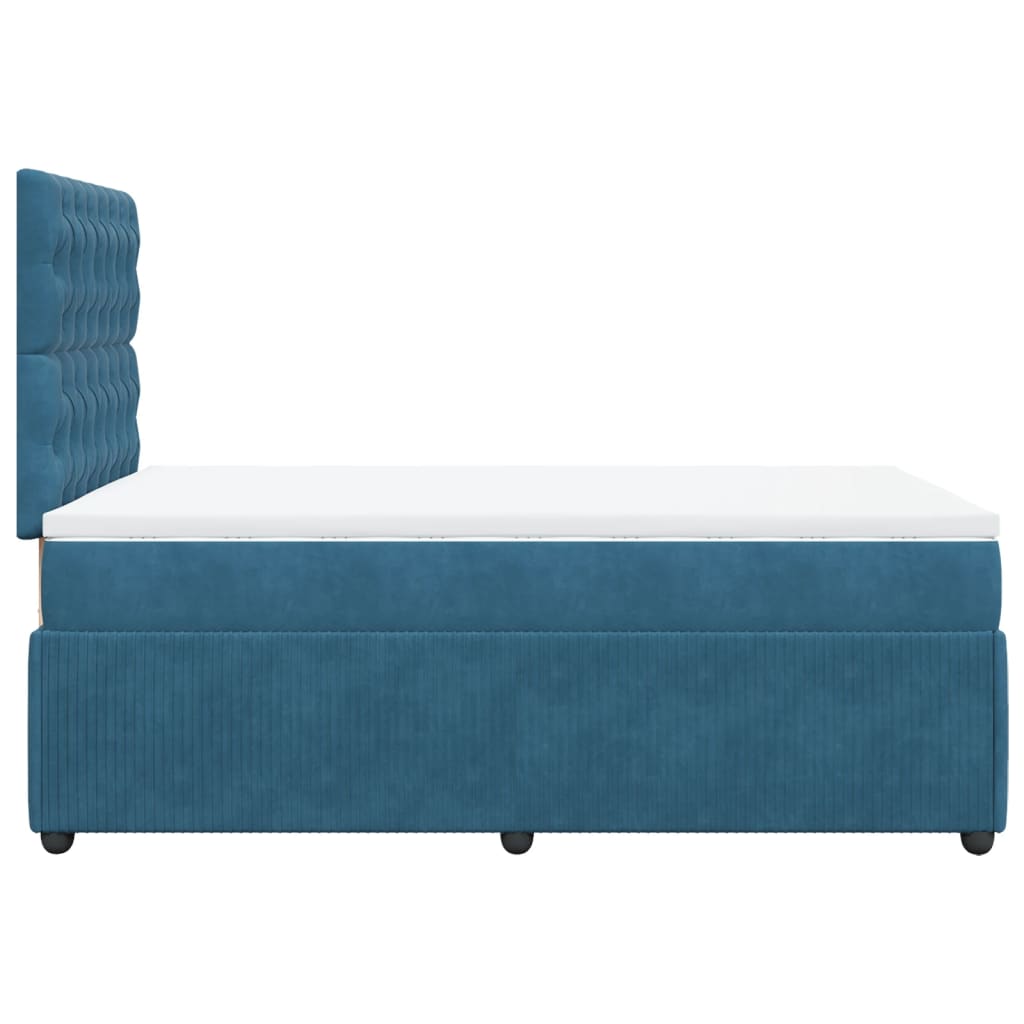 Cama boxspring com colchão 120x190 cm veludo azul-escuro