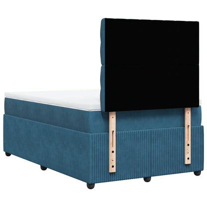 Cama boxspring com colchão 120x190 cm veludo azul-escuro