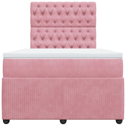 Cama boxspring com colchão 120x190 cm veludo rosa