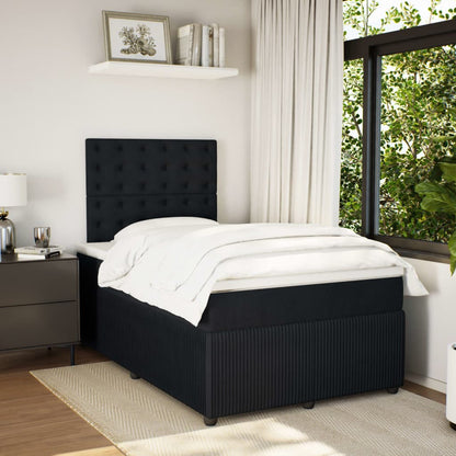 Cama boxspring com colchão 120x190 cm veludo preto