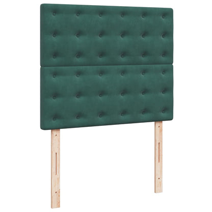 Cama boxspring com colchão 120x190 cm veludo verde-escuro