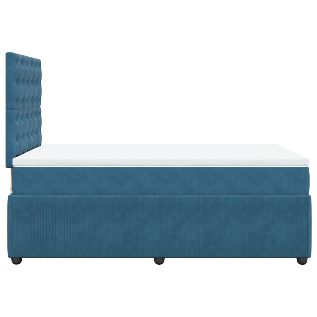 Cama boxspring com colchão 120x190 cm veludo azul-escuro